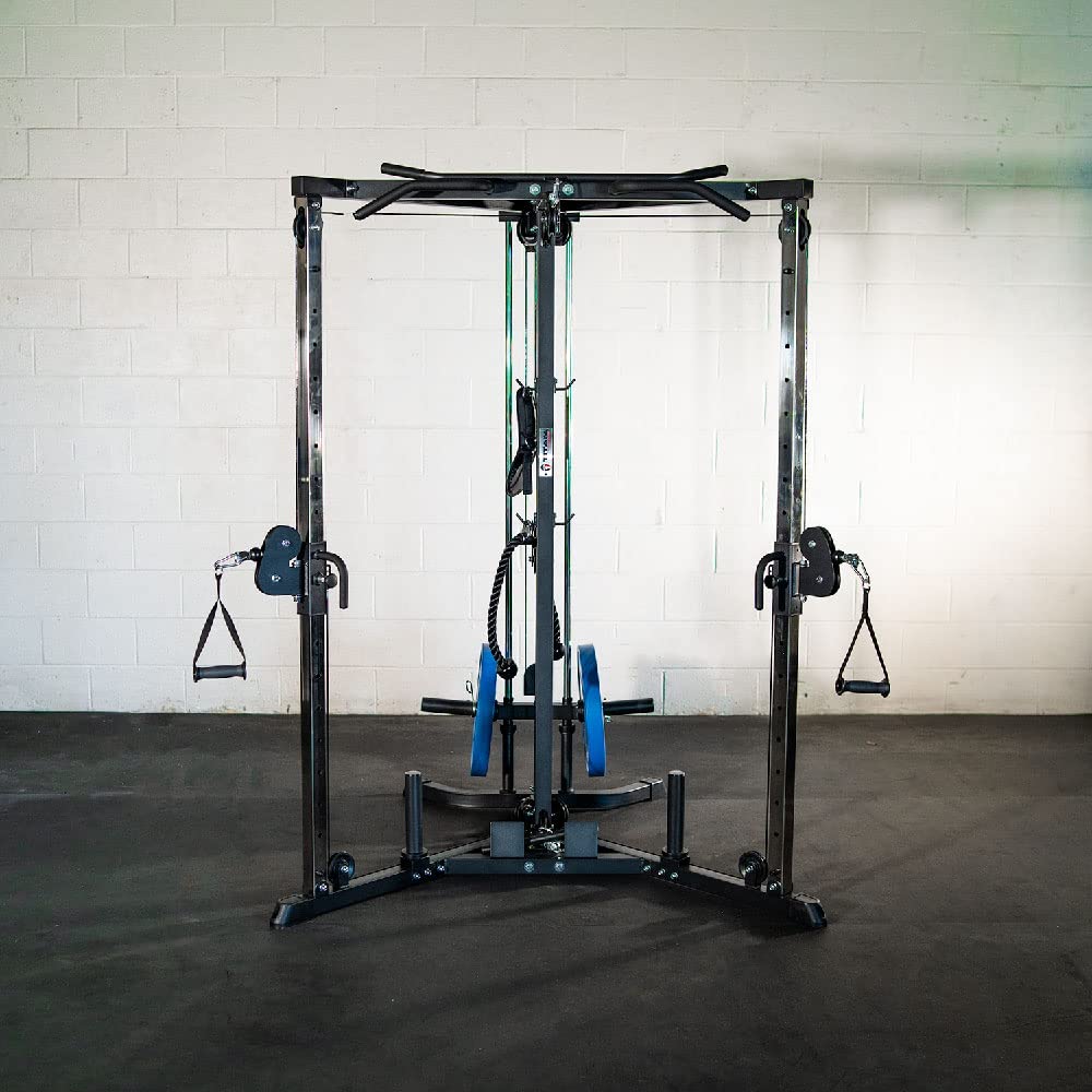 Titan Fitness Plate-Loaded Functional Trainer Cable Crossover Machine, Rated 600 LB Weight Capacity, LAT Tower Low Row Upper Body Specialty Machine