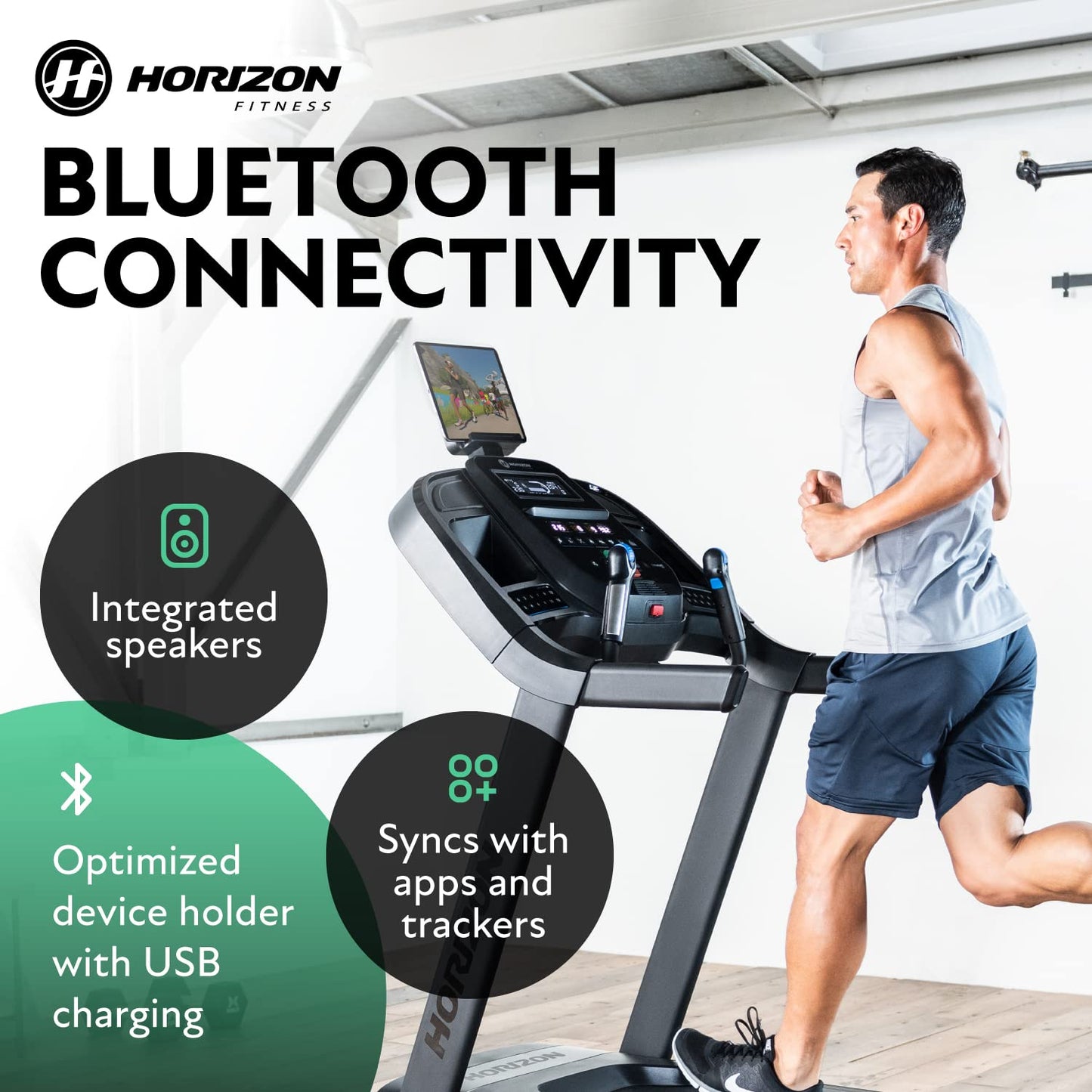 Horizon Fitness 7.0 at Studio Series Smart Treadmill with Bluetooth and Incline