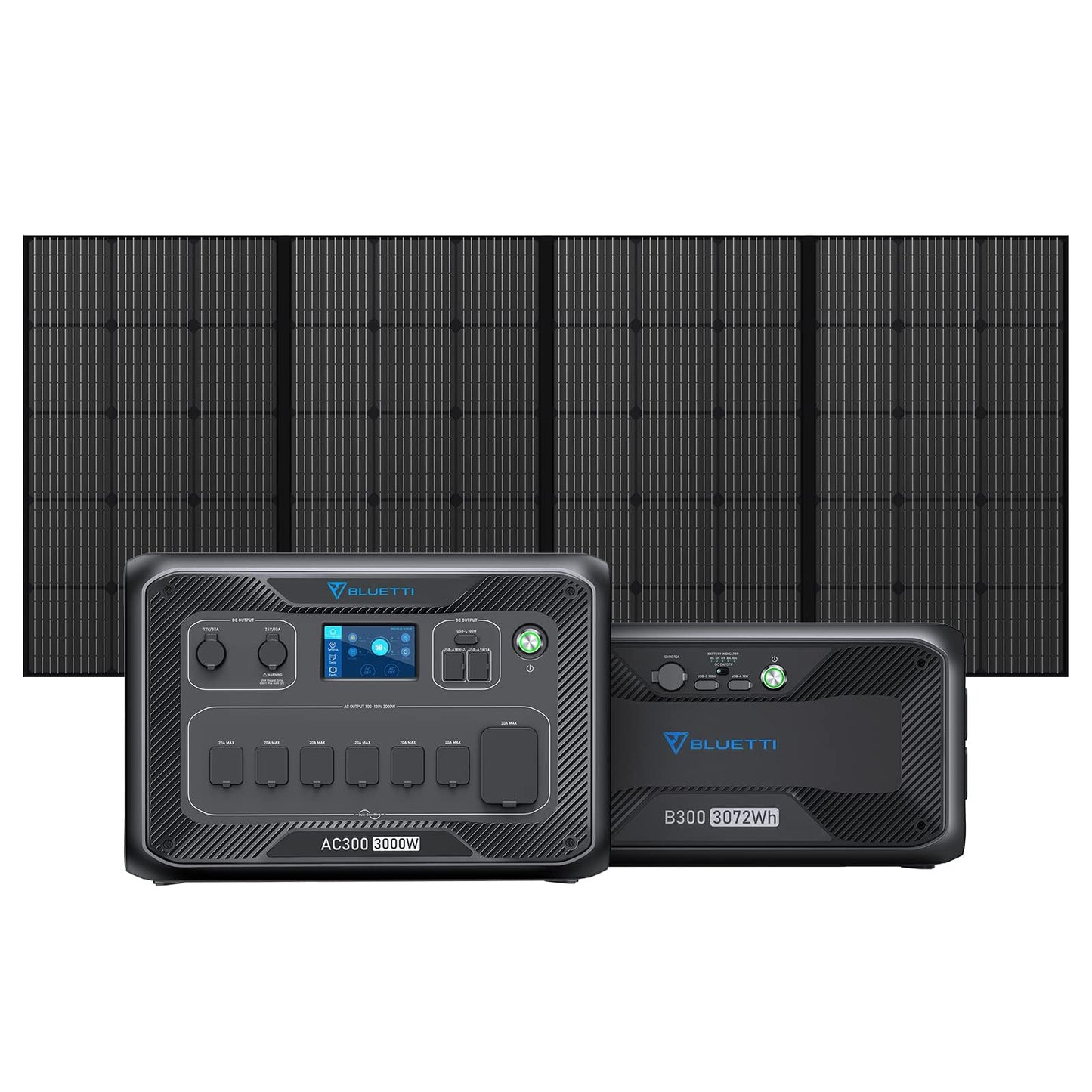 BLUETTI Solar Generator AC300&B300 Modular Power System with PV350 Solar Panel Included, UPS Battery Backup for Home Emergency Power Outage Off Grid