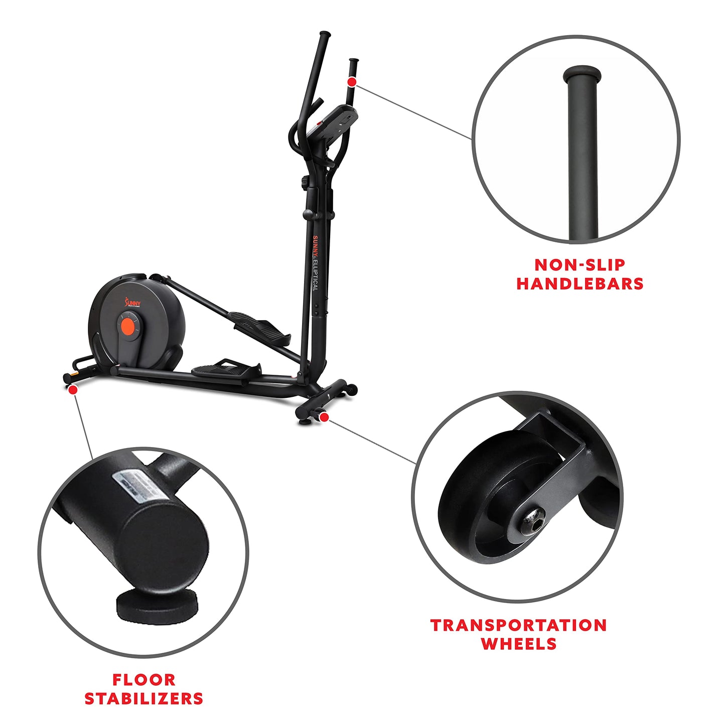 Sunny Health & Fitness Power Stride SMART Elliptical Machine Trainer with 16-Level Magnetic Resistance, Advanced Flywheel and Exclusive SunnyFit® App Enhanced Bluetooth Connectivity - SF-E321005