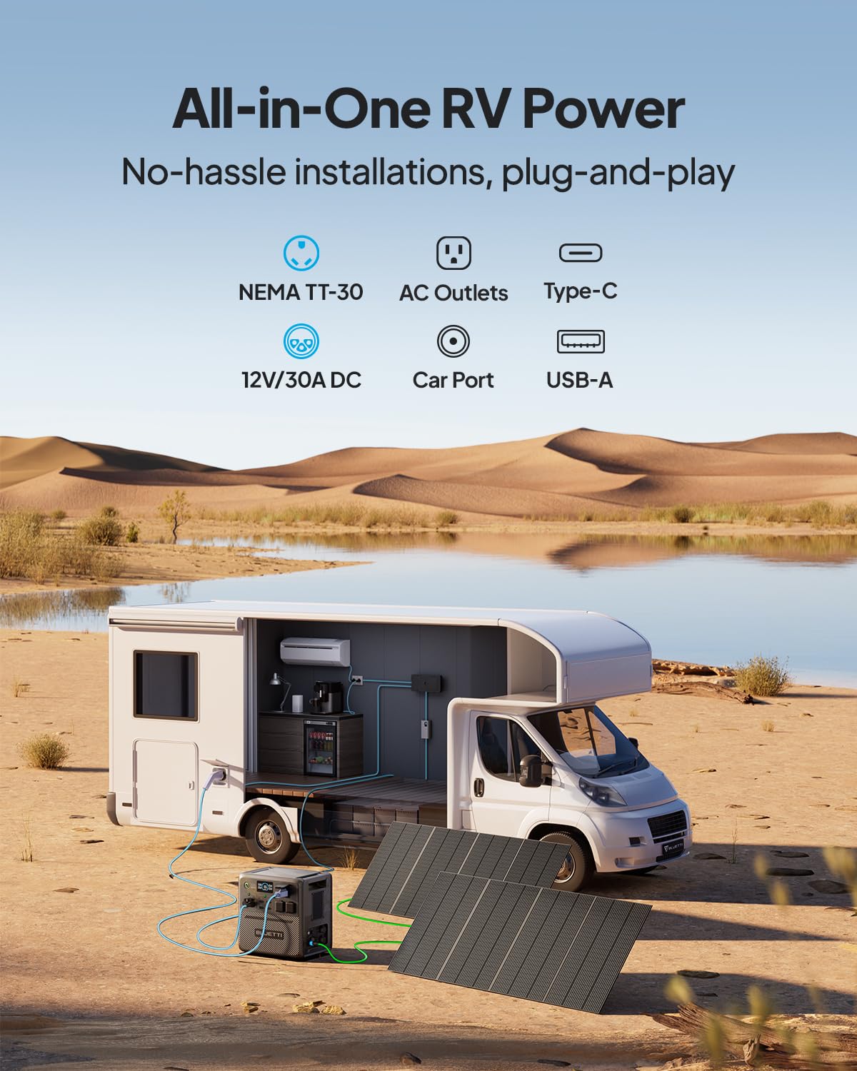BLUETTI Portable Power Station AC240 and B210 External Battery, Expand to 3686Wh LiFePO4 Battery Backup w/ 3 2400W AC Outlets, IP65 Water Resistant Solar Generator, Home Backup Power for Camping, RV