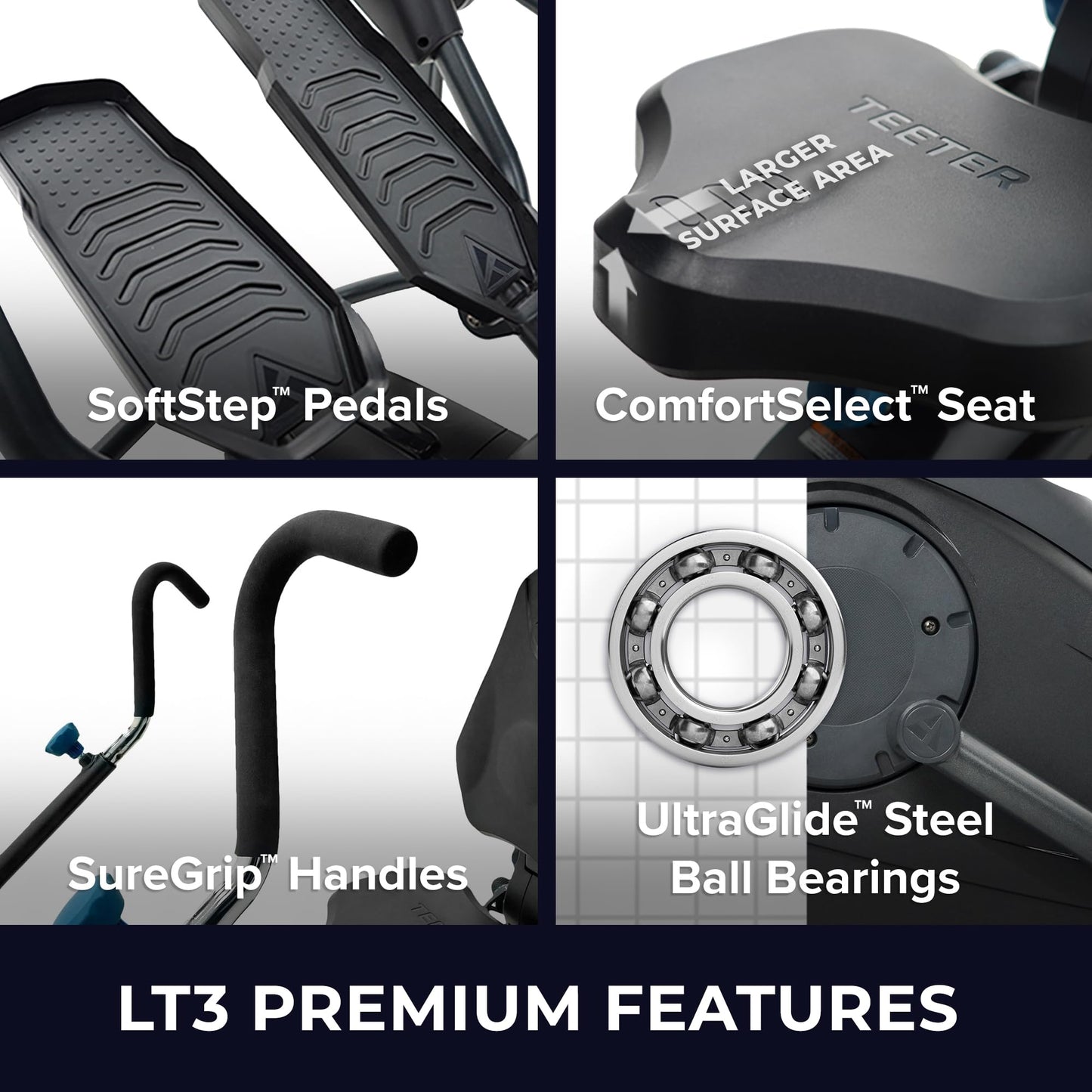 Teeter FreeStep LT3 - Recumbent Cross Trainer and Elliptical (LT3 + Mat + Gel Seat Bundle)