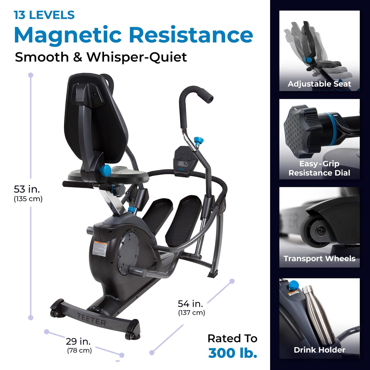 Teeter FreeStep LT1 - Recumbent Cross Trainer and Elliptical (LT1)