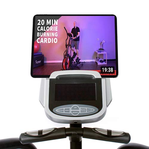 Sunny Health & Fitness Electric Eliptical Trainer Elliptical Machine w/Device Holder, Programmable Monitor and Heart Rate Monitoring, 300 LB Max Weight and 20" Stride - SF-E3875, Black