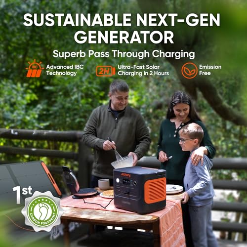 Jackery 1000 Plus Solar Generator Kit - 2528Wh Portable Power Station, 2x100W Solar Panels, 2000W Output - For RV, Camping, Emergencies
