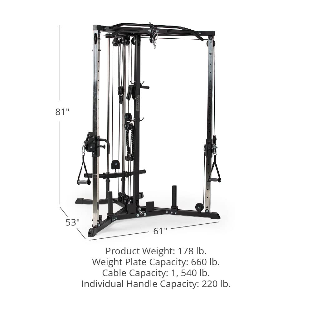 Titan Fitness Plate-Loaded Functional Trainer Cable Crossover Machine, Rated 600 LB Weight Capacity, LAT Tower Low Row Upper Body Specialty Machine