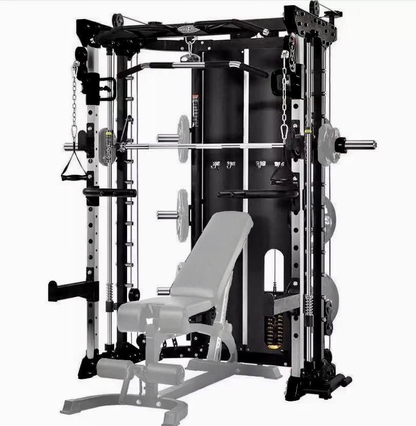 Commercial Home Gym - Smith Machine, Cables with Built in 160 kg Weights (Standard Black)