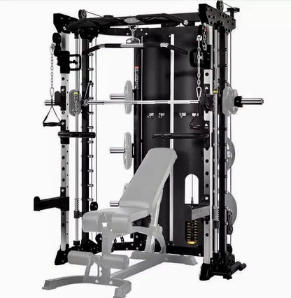 Commercial Home Gym - Smith Machine, Cables with Built in 160 kg Weights (Standard Black)