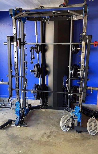 Commercial Home Gym - Smith Machine, Cables with Built in 160 kg Weights (Standard Black)