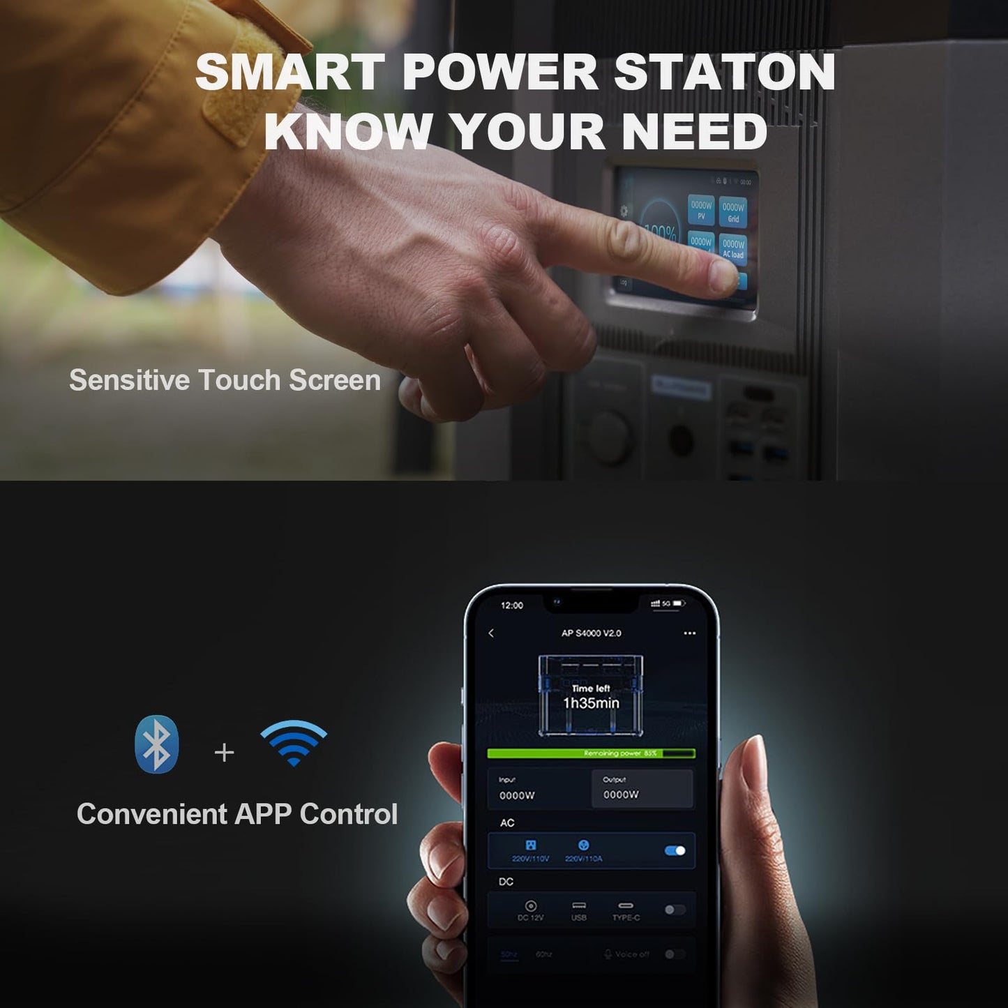 ALLPOWERS R4000 Portable Power Station, 3456Wh LiFePO4 Portable Home Battery, Huge 3600W AC Output x5, 1.2H Fast Charge, UPS Solar Generator For Home Use RV Travel Outdoor Camping