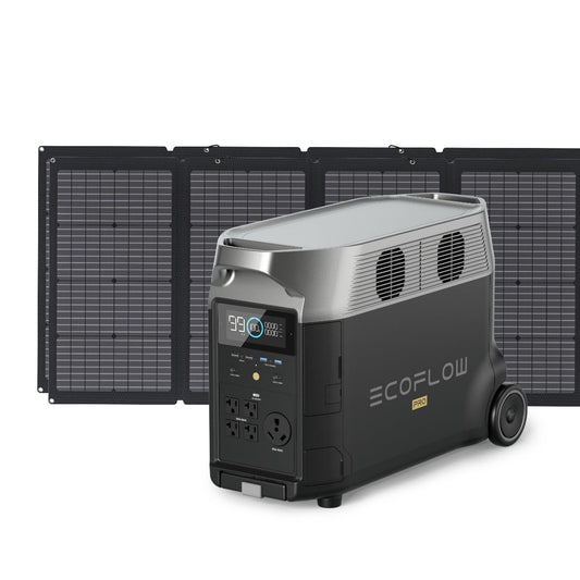 EF ECOFLOW Solar Generator 120V/3.6kWh DELTA Pro with 2x220W Portable Solar Panel, 23% High-Efficiency, 5 AC Outlets, 3600W Portable Power Station for Home Use Emergency Blackout Camping RV