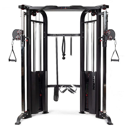 Titan Fitness Functional Trainer, Double Stack 200 LB 2:1 Cable Pull Station Trainer