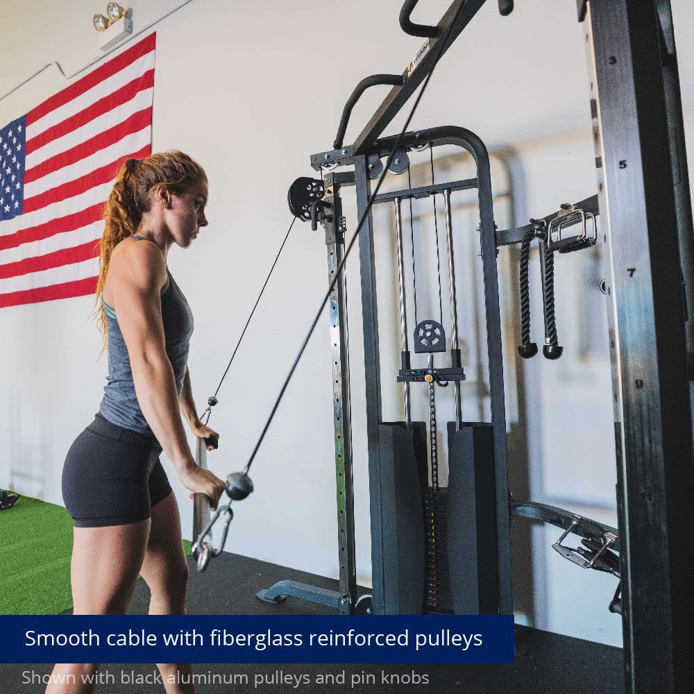 Titan Fitness Functional Trainer, Double Stack 200 LB 2:1 Cable Pull Station Trainer