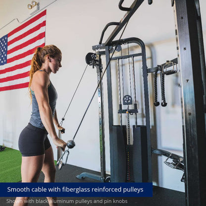 Titan Fitness Functional Trainer, Double Stack 200 LB 2:1 Cable Pull Station Trainer