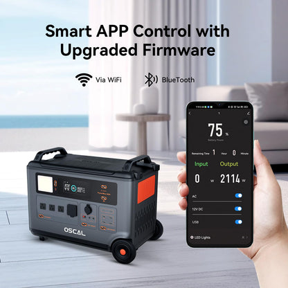 OSCAL PowerMax 3600 Portable Power Station, 3600Wh (Surge 6000W) LiFePO4 Expandable Solar Generator with 4xAC Outlets, 1.2H Full Charge, 10ms UPS for Home emergency, Outdoor Camping, Road Trips