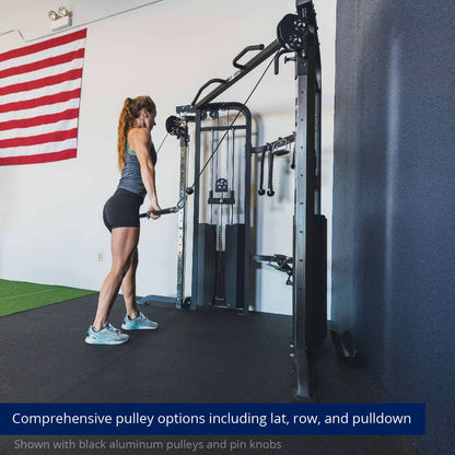 Titan Fitness Functional Trainer, Double Stack 200 LB 2:1 Cable Pull Station Trainer