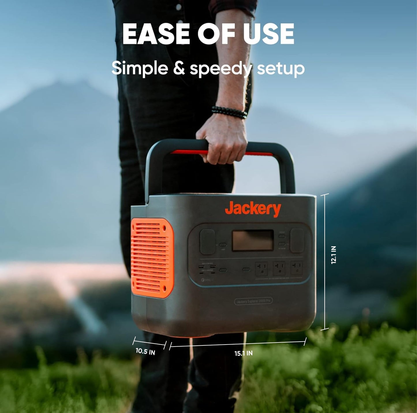 Jackery Solar Generator 2000 PRO 2160Wh Capacity with 1XSolar Panel SolarSaga 200W, 3x2200W AC Outlets, Fast Charging, Ideal for Home Backup, Emergency, RV Outdoor Camping