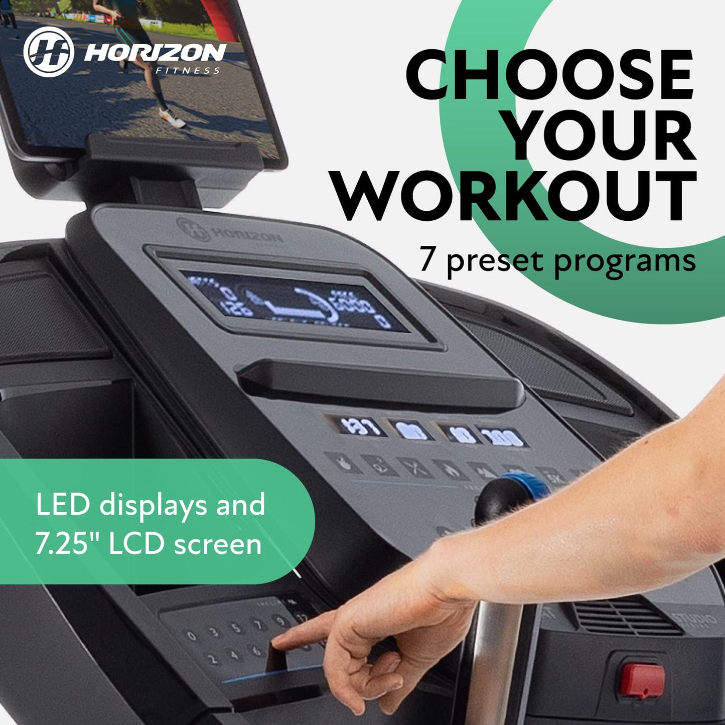Horizon Fitness 7.0 at Studio Series Smart Treadmill with Bluetooth and Incline