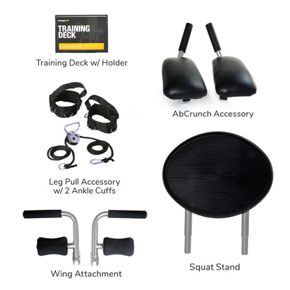 Total Gym FIT Home Fitness Folding Full Body Workout Exercise Equipment Machine with Ab Crunch Attachment, Training Deck, and Ribbed Squat Stand