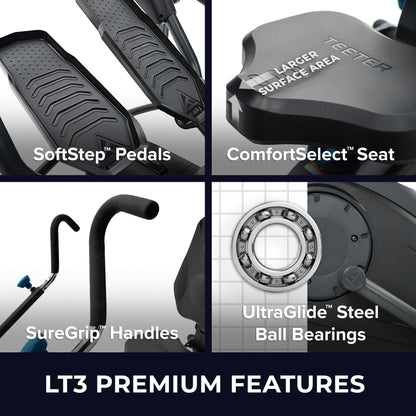 Teeter FreeStep LT3 - Recumbent Cross Trainer and Elliptical (LT3 + Mat + Gel Seat Bundle)