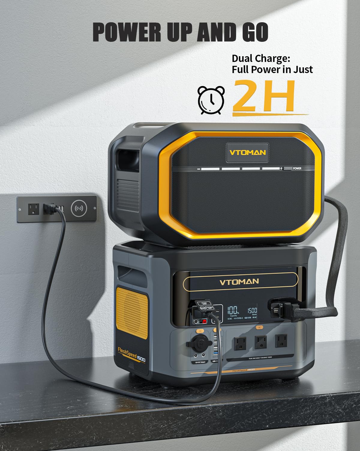 VTOMAN 3096Wh Portable Power Station with Extra Battery, 1500W (3000W Peak) LFP Battery Generator with Up to 12 Outputs, for Home Use, Outdoors, RV, Camping, Hunting, Traveling, Blackout Emergencies