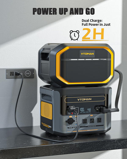 VTOMAN 3096Wh Portable Power Station with Extra Battery, 1500W (3000W Peak) LFP Battery Generator with Up to 12 Outputs, for Home Use, Outdoors, RV, Camping, Hunting, Traveling, Blackout Emergencies