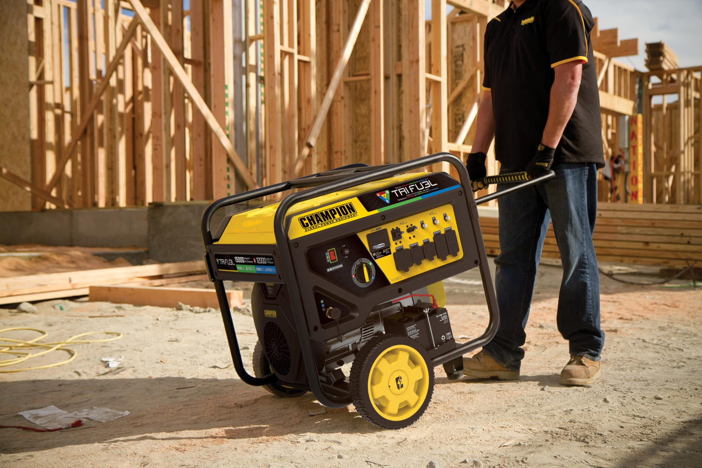 Champion Power Equipment 15,000-Watt Electric Start Tri Fuel Home Backup Portable Generator with CO Shield
