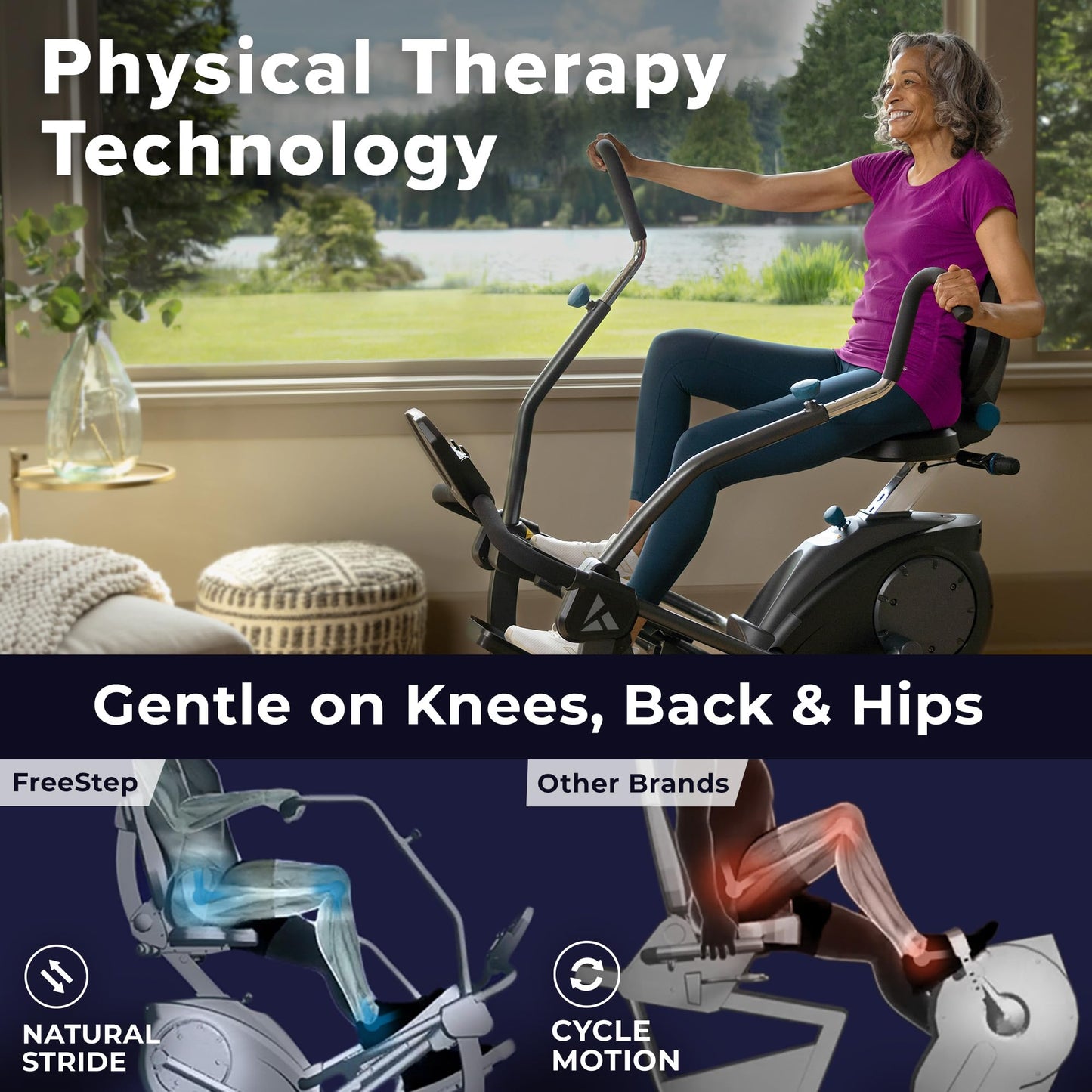 Teeter FreeStep LT3 - Recumbent Cross Trainer and Elliptical (LT3 + Mat + Gel Seat Bundle)