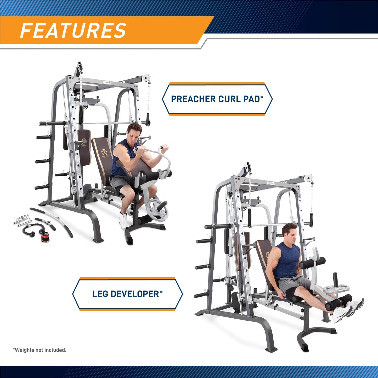 Marcy Smith Cage Workout Machine, Full Body Workout Bench for Home Gym, Gym Equipment with Linear Bearing, Steel MD-9010G (MD-9010)