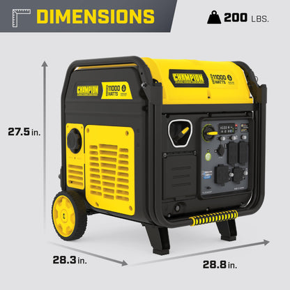 Champion Power Equipment 11,000-Watt Wireless Remote Start Home Backup Portable Inverter Generator with Quiet Technology and CO Shield