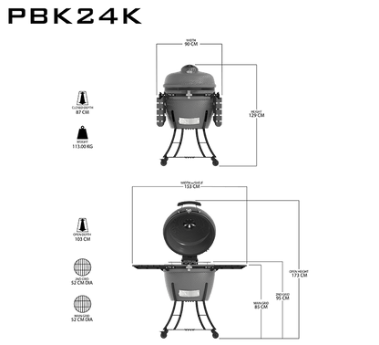 Pit Boss K24 24" (60cm) Grey Ceramic Kamado BBQ with Cover