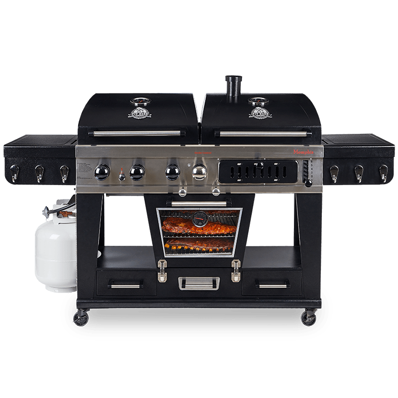 Pit Boss Memphis Ultimate Smoking BBQ Grill with Cover + Cast Iron Cookware
